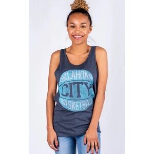 Oklahoma City Basketball Writing Unisex Tank Top Navy Size Large